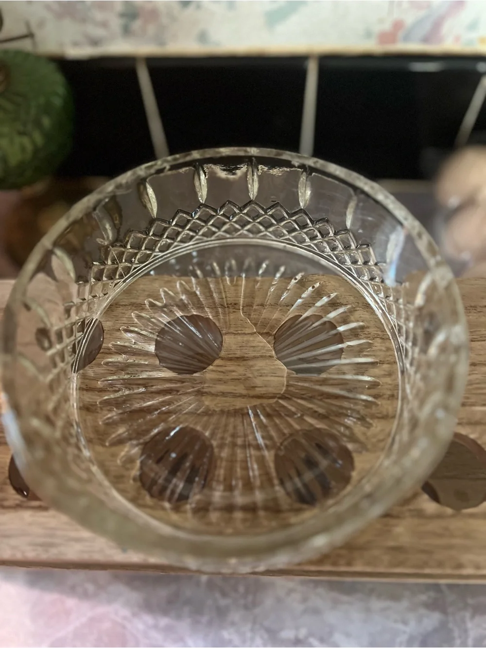 Vintage Indiana Glass Princess Diamond Pattern crystal candy dish.